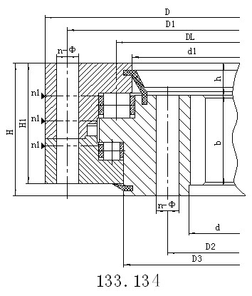 單排交叉滾柱式回轉(zhuǎn)支承無(wú)齒式
